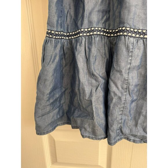 TOMMY BAHAMA M Chambray Embroidered Tiered Coverup Dress Blue Tencel Lyocell - Picture 4 of 8